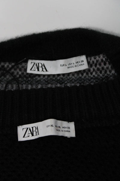 Zara Womens Faux Pearl Beaded Plaid Cardigan Sweater Size XL Large Lot 2