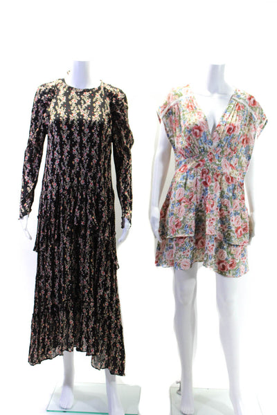 Zara Womens Floral Chiffon Midi Short A Line Dress Size XL Lot 2