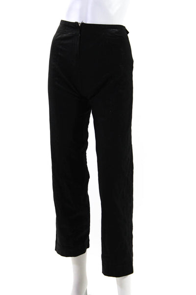 Veronica Beard Womens Black Cotton Zip Back High Rise Straight Leg Pants Size 24