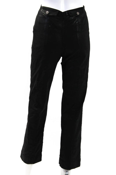 Veronica Beard Womens Black Cotton Zip Back High Rise Straight Leg Pants Size 24