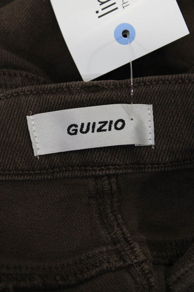 Guizio Womens Solid Brown Cotton High Rise Bootcut Leg Jeans Size 26