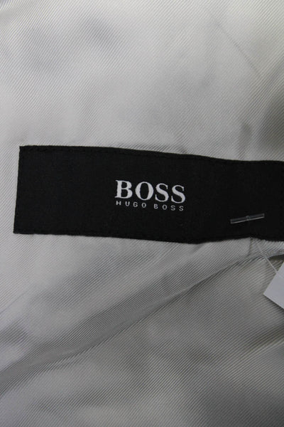 Boss Hugo Boss Mens Cotton Striped Print Collared Button Blazer Gray Size EUR46