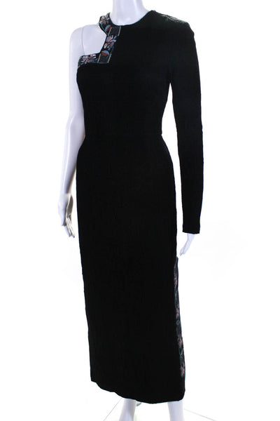 Vilshenko Womens Beaded Sequined Cut Out Long Sleeves Dress Black Size Small