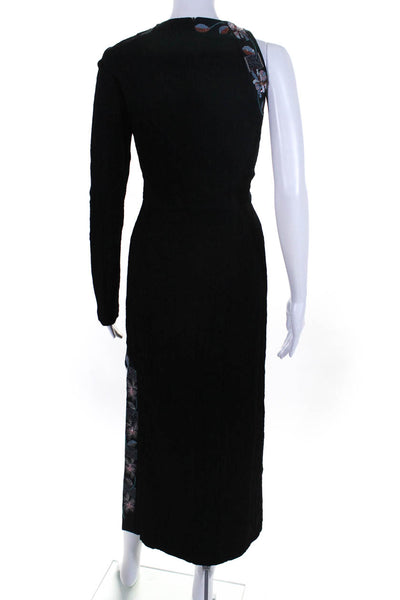 Vilshenko Womens Beaded Sequined Cut Out Long Sleeves Dress Black Size Small