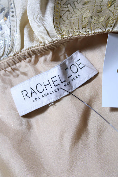 Rachel Zoe Womens Gold Printed Off Shoulder Short Sleeve A-Line Dress Size M
