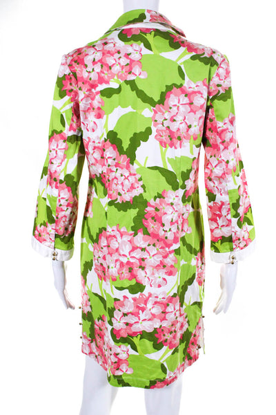 Elizabeth McKay Womens Pink Floral Collar Long Sleeve A-Line Dress Size 8