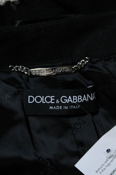 Dolce & Gabbana Womens Organza Hem Tie Neck Open Front Jacket Black Hemp IT 40