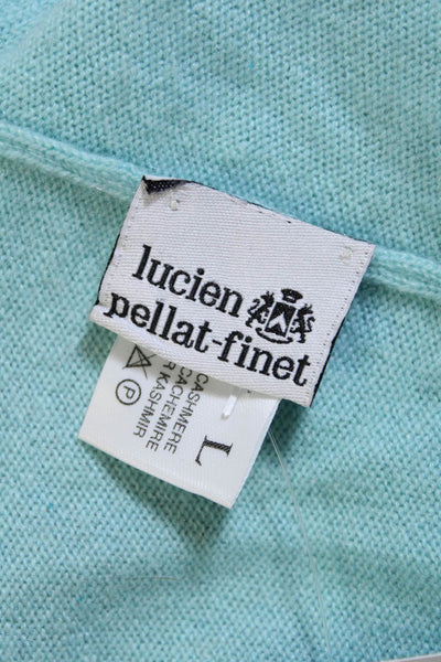 Lucien Pellat-Finet Womens Rhinestone Heart Knit Tank Top Blue Cashmere Large