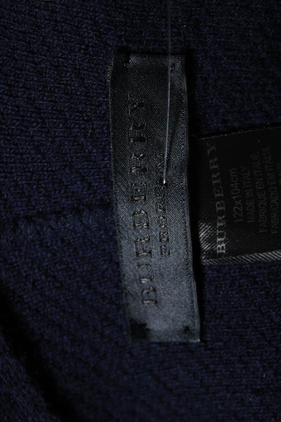 Burberry Prorsum Womens Fringe Hem Knit Shawl Poncho Navy Blue Wool One Size