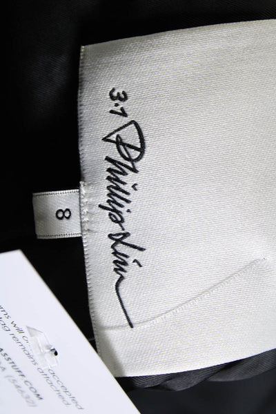 3.1 Phillip Lim Womens Sateen Asymmetrical Zip Moto Jacket Black Size 8