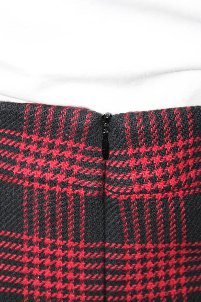 RED Valentino Womens Woven Plaid Knee Length Pencil Skirt Red Black Size IT 46