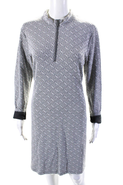 Tyler Boe Women's Mock Neck Long Sleeves A-Line Midi Dress White Black Size M