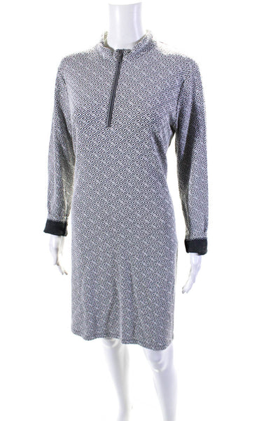 Tyler Boe Women's Mock Neck Long Sleeves A-Line Midi Dress White Black Size M