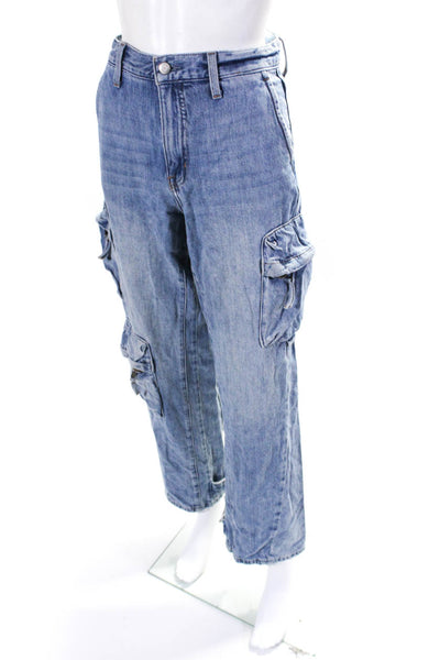 Pistola Womens Mid Rise Straight Leg Cargo Jeans Denim Pants Blue Size 27