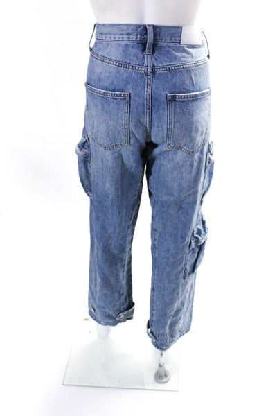 Pistola Womens Mid Rise Straight Leg Cargo Jeans Denim Pants Blue Size 27