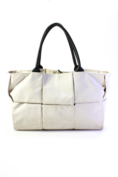 Bottega Veneta Womens Double Handle Intrecciato Medium Arco Tote Handbag White