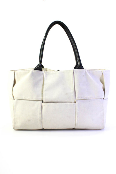 Bottega Veneta Womens Double Handle Intrecciato Medium Arco Tote Handbag White