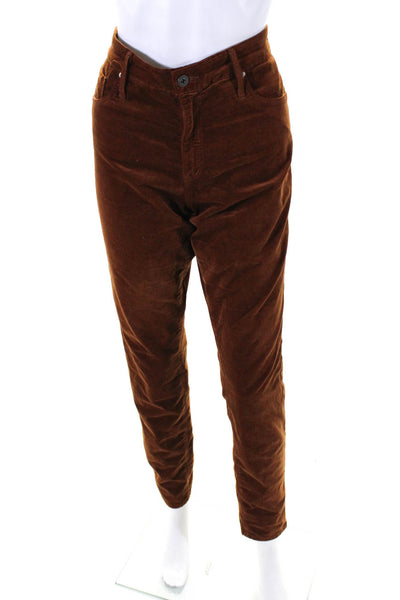 AG Adriano Goldschmied Womens The Farrah Velour Skinny Pants Brown Size EUR32