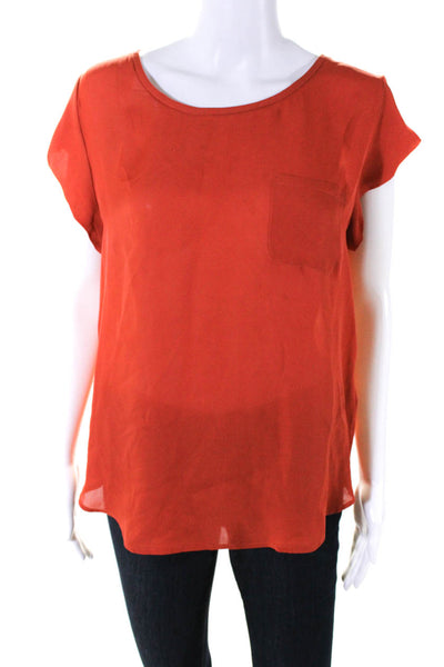 Joie Womens Silk Back Buttoned Cut-Out Short Sleeve Blouse Top Red Size M