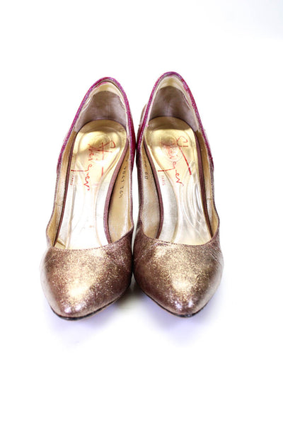 Walter Steiger Womens Glitter Colorblock Round Stiletto Heels Gold Size EUR36.5