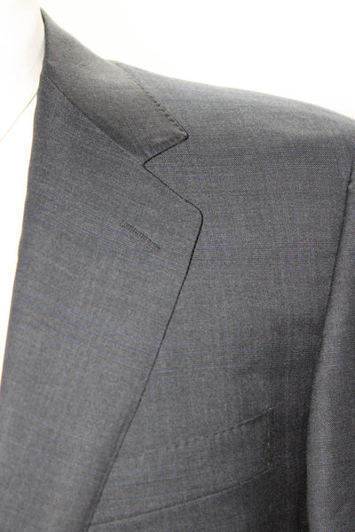 Canali Mens Super 150s Two Button Blazer Jacket Dark Gray Wool Size IT 50