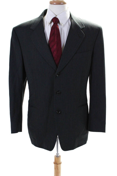 Canali Mens Woven Two Button Blazer Jacket Dark Green Wool Size IT 50