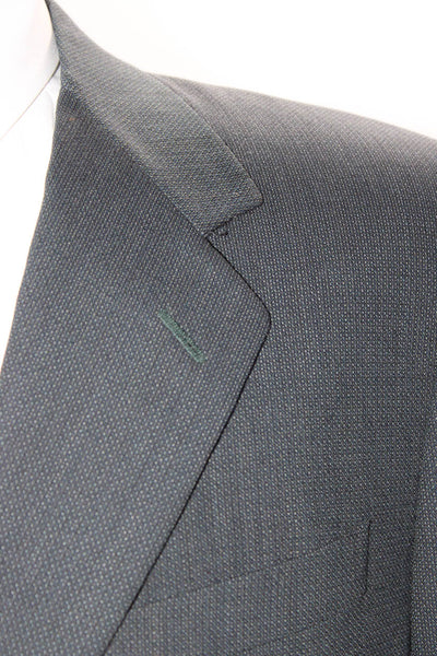 Canali Mens Woven Two Button Blazer Jacket Dark Green Wool Size IT 50