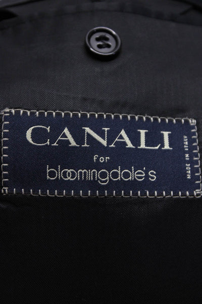 Canali Mens Grid Check Print Two Button Blazer Jacket Navy Blue Size IT 50