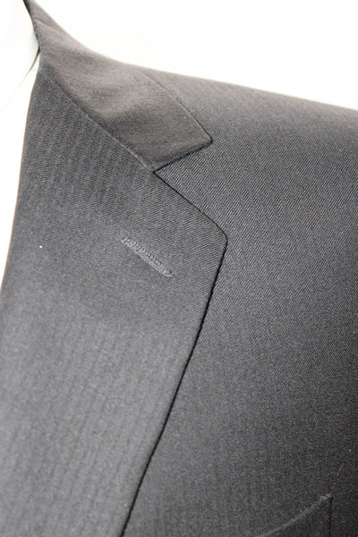 Canali Mens Monochrome Pinstripe Two Button Blazer Jacket Black Wool Size IT 50