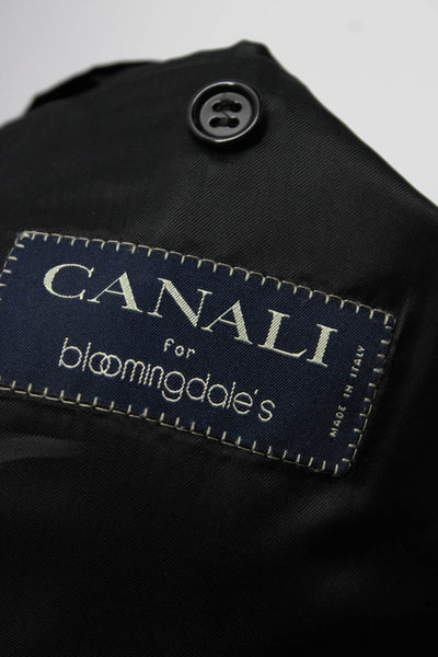 Canali Mens Monochrome Pinstripe Two Button Blazer Jacket Black Wool Size IT 50