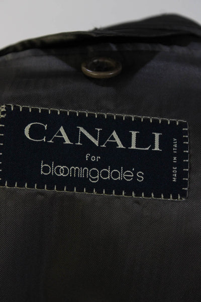 Canali Mens Double Breasted Peak Lapel Fleece Blazer Jacket Gray Size IT 50