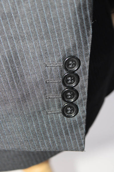 Canali Mens Pinstripe Two Button Blazer Jacket Blue Gray Wool Size IT 50