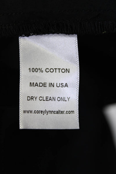 Corey Lynn Calter Womens Black Cotton Drape Neck Short Sleeve Blouse Top Size S