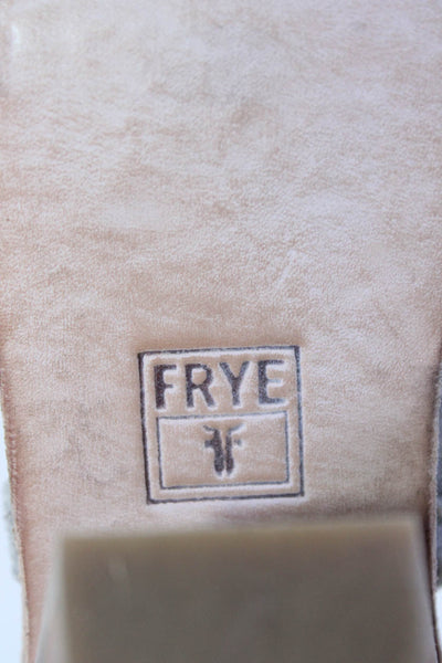 Frye Womens Beige Open Tie Ankle Strap Blocked Heels Mules Shoes Size 8.5B