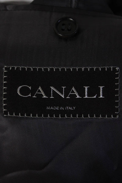 Canali Mens Check Print Two Button Blazer Jacket Gray Burgundy Size IT 48