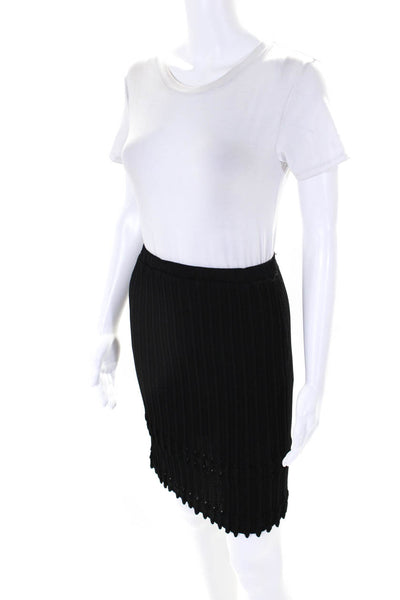 Escada Womens Elastic Waistband Ribbed Knit Pencil Skirt Black Size FR 34