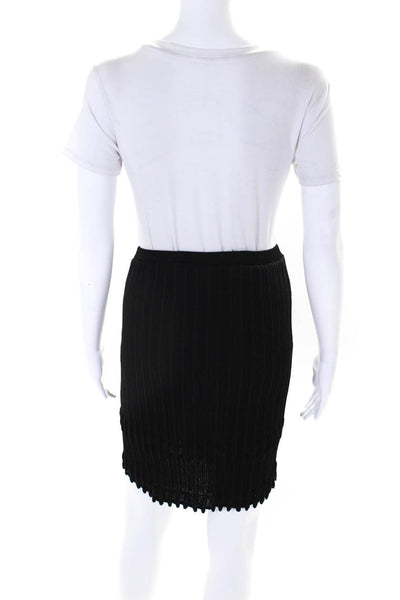 Escada Womens Elastic Waistband Ribbed Knit Pencil Skirt Black Size FR 34