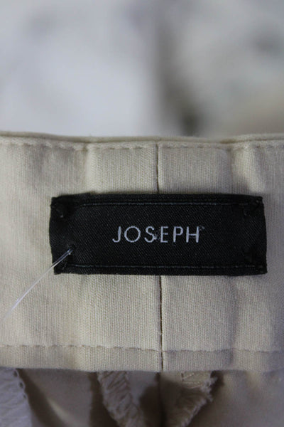 Joseph Womens Zipper Fly Mid Rise Straight Cropped Pants Beige Cotton Size FR 34