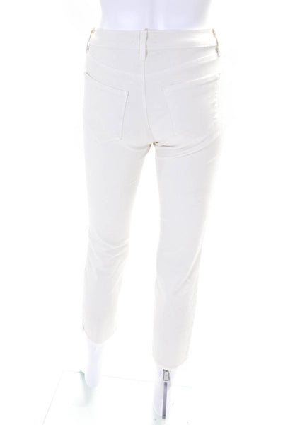 L Agence Womens High Rise Cropped Fringe Sada Jeans Vintage White Denim Size 23
