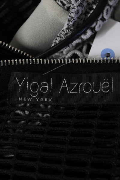 Yigal Azrouel Womens Back Zip Sleeveless Crew Neck Eyelet Top Gray Black Size 2