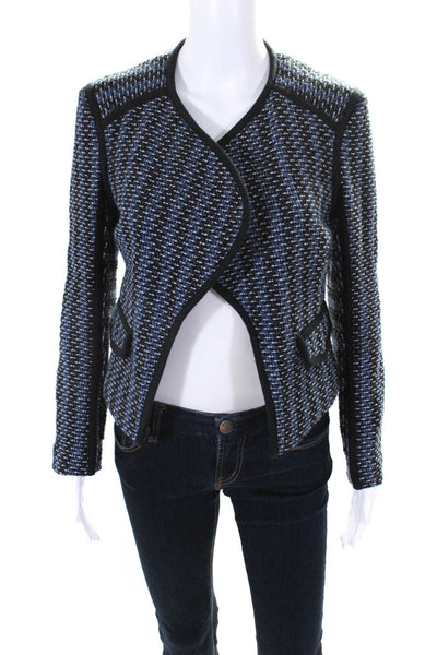 Derek Lam 10 Crosby Womens Open Front Knit Light Jacket Blue Cotton Size 2