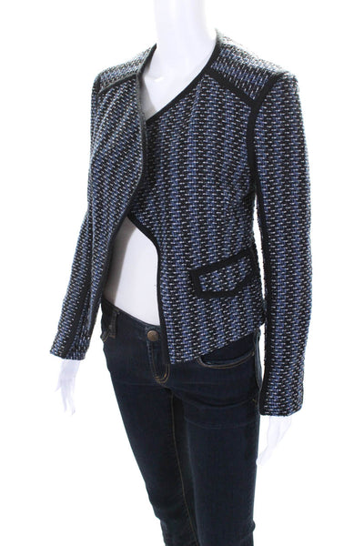 Derek Lam 10 Crosby Womens Open Front Knit Light Jacket Blue Cotton Size 2