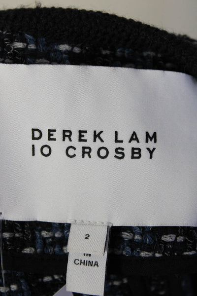 Derek Lam 10 Crosby Womens Open Front Knit Light Jacket Blue Cotton Size 2