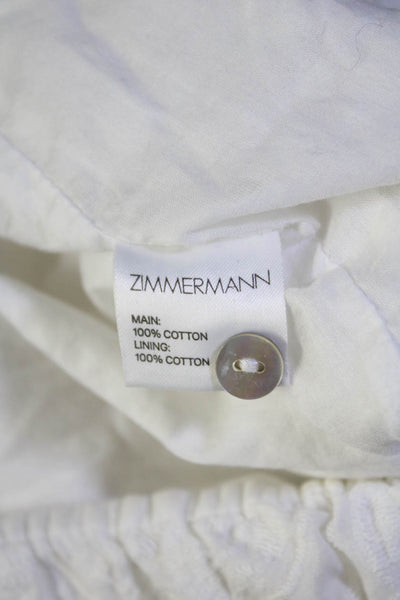 Zimmermann Womens Long Sleeve Embroidered V Neck Romper White Cotton Size 1