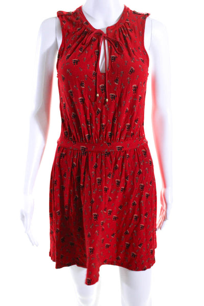 Leifnotes Womens Sleeveless Keyhole Anchor Ship Printed Dress Red Size Small