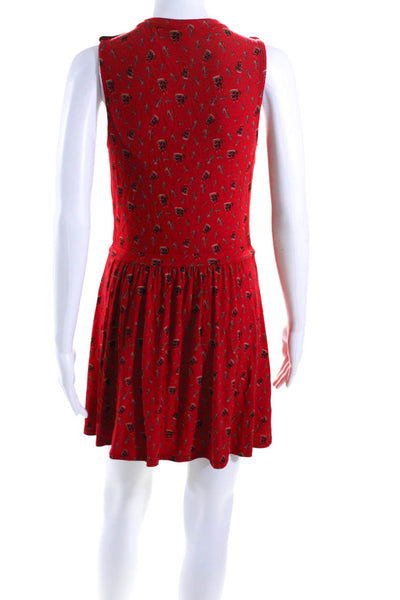 Leifnotes Womens Sleeveless Keyhole Anchor Ship Printed Dress Red Size Small