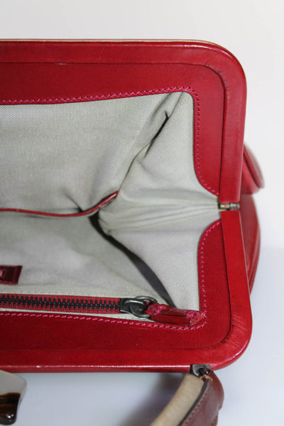 Marni Womens Single Strap Framed Pocket Front Shoulder Handbag Red Leather