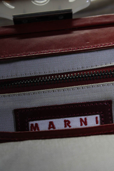 Marni Womens Single Strap Framed Pocket Front Shoulder Handbag Red Leather