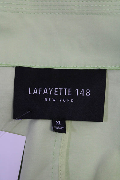 Lafayette 148 New York Womens Button Front Collarless Jacket Green Cotton XL