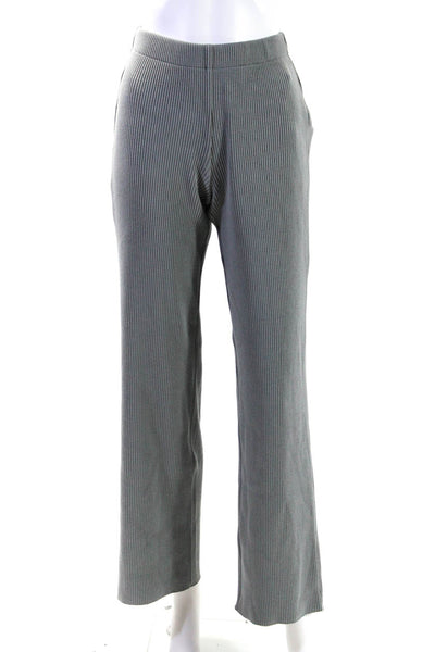 Vince Womens Elastic Waistband High Rise Ribbed Wide Leg Pants Gray Size 2XS